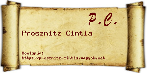 Prosznitz Cintia névjegykártya